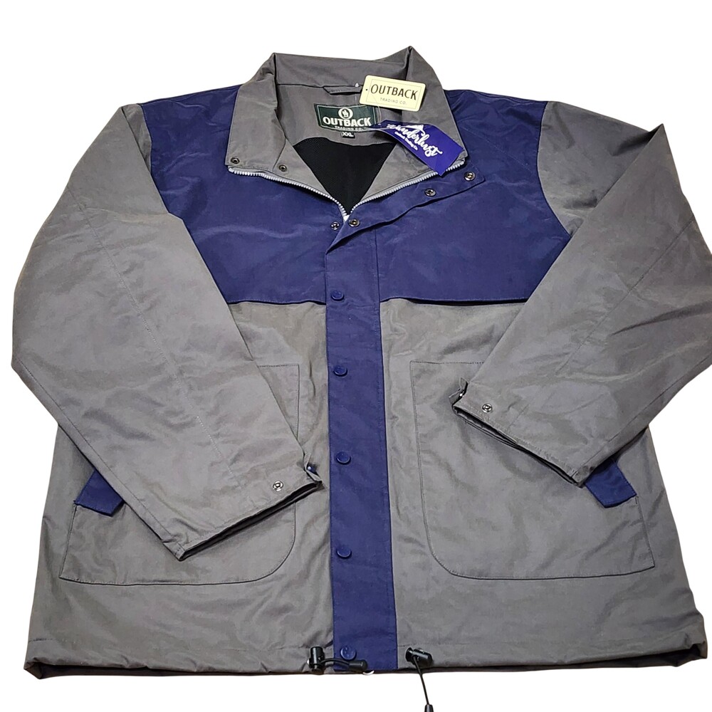 Outback Trading Co. Dylan Jacket Mens 2XL Gray Blue Windbreaker Lined Outdoor